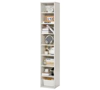 VEVOR Estantería Estrecha de 8 Niveles de 33 x 30 x 180 cm, Estantería Abierta de Madera con Estantes de Altura Ajustable, Estantería de Piso de Exhibición Alta para Biblioteca, Oficina, Blanco