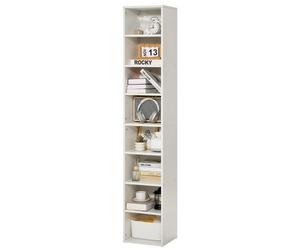VEVOR Estantería Estrecha de 8 Niveles de 33 x 30 x 180 cm, Estantería Abierta de Madera con Estantes de Altura Ajustable, Estantería de Piso de Exhibición Alta para Biblioteca, Oficina, Blanco