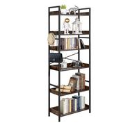 VEVOR Estantería Independiente Rectangular, 6 Niveles, Estilo Escalera Vintage con Estructura Metálica, con Estantes Abiertos, para Sala de Estar, Dormitorio, Cocina, Oficina, Marrón Rústico