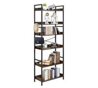 VEVOR Estantería Independiente Rectangular, 6 Niveles, Estilo Escalera Vintage con Estructura Metálica, con Estantes Abiertos, para Sala de Estar, Dormitorio, Cocina, Oficina, Marrón Rústico