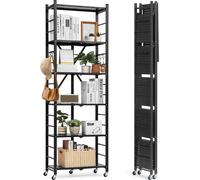 VEVOR, estantería plegable de 6 niveles con ruedas, 30x61x183 cm, estantería plegable de alta capacidad, estantería de pie sin necesidad de montaje, estantería para el hogar, estantería para la cocina