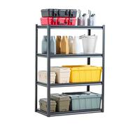 VEVOR Estantes de Almacenamiento de 4 Niveles de 508 x 1016 x 1447,8 mm Capacidad de Carga Total de 1088,6 kg, Estantes de Metal Ajustables para Garaje, Cocina, Almacén, Sótano, Trastero, Negro