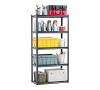 VEVOR Estantes de Almacenamiento de 5 Niveles de 457,2 x 914,4 x 1828,8 mm Capacidad de Carga Total de 907 kg, Estantes de Metal Ajustables para Garaje, Cocina, Almacén, Sótano, Trastero, Negro