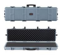 VEVOR Estuche Rígido para Armas Largas, con Cerradura y Espuma Precortada de 4 Capas, Enrollable, Resistente al Agua IP67 y Polvo, 138 x 38,5 x 16,5 cm, Color Gris, para Viajes en Avión y Tren