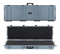 VEVOR Estuche Rígido para Armas Largas, con Cerradura y Espuma Precortada de 4 Capas, Enrollable, Resistente al Agua IP67 y Polvo, 139,1 x 43,5 x 18,8 cm, Color Gris, para Viajes en Avión y Tren