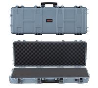 VEVOR Estuche Rígido para Armas Largas, con Cerradura y Espuma Precortada de 4 Capas, Enrollable, Resistente al Agua IP67 y Polvo, 109 x 41 x 15,5 cm, Color Gris, para Viajes en Avión y Tren