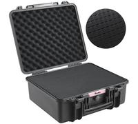 VEVOR Estuche rígido para pistola con espuma de PU precortada, resistente al agua y al polvo, para 6 pistolas, 19,3 × 17,1 × 8,3 pulgadas, estuche para pistola con cerradura, color negro