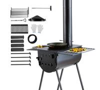 VEVOR Estufa de Leña 2620 mm Estufa Portátil para Tienda de Campaña de Acero de Aleación con 8 Tubos de Chimenea y Guantes Estufa Cálida para Tienda de Campaña para Cocinar y Calentar al Aire Libre