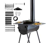 VEVOR Estufa de leña 2620 mm Estufa portátil para Tienda de campaña de Acero de aleación con 8 Tubos de Chimenea y Guantes Estufa cálida para Tienda de campaña para cocinar y Calentar al Aire Libre