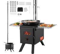 VEVOR Estufa de Leña Estufa Portátil para Tienda de Campaña de Acero de Aleación con 8 Tubos de Chimenea y Guantes Estufa Cálida para Cocinar y Calentar al Aire Libre 394 x 608 x 425 mm