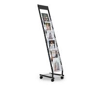 VEVOR Expositor de Revistas Estrecho de 6 Compartimentos, Soporte para Folletos con Ruedas, Revistero Metálico de Pie para Periódicos, Literatura, para Tiendas, Exposiciones, Oficinas, Bibliotecas