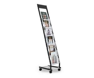 VEVOR Expositor de Revistas Estrecho de 6 Compartimentos, Soporte para Folletos con Ruedas, Revistero Metálico de Pie para Periódicos, Literatura, para Tiendas, Exposiciones, Oficinas, Bibliotecas