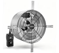 VEVOR Extractor de Aire para Ático 38,1 cm 1300 CFM Ventilador de Hastial | para Garaje, Almacén y Taller, con Termostato Ajustable de 0-60 °C, Acero Q235A, 220-240 V y Cable de Alimentación de 2 m