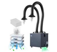 VEVOR Extractor de Humos de Soldadura 275 W con Mangueras Dobles Absorbedor de Humo de Soldadura 380 m³/h sin Escobillas con Filtros de 4 Etapas y 10 Velocidades para Soldadura, Grabado Láser