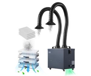 VEVOR Extractor de Humos de Soldadura 275 W con Mangueras Dobles Absorbedor de Humo de Soldadura 380 m³/h sin Escobillas con Filtros de 4 Etapas y 10 Velocidades para Soldadura, Grabado Láser