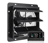VEVOR Extractor de Persiana con Controlador de Temperatura y Humedad, Motor EC, 820 CFM, Ático de Montaje en Pared Ajustable de 10 Velocidades, para Invernaderos, Garajes, Cobertizos, 26,2 x 26,2 cm