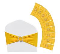 VEVOR Fajas Elásticas de Spandex para Sillas, Fundas para Sillas y Bandas Elásticas para Sillas con Hebilla Redonda, Bandas Elásticas para Sillas, para Bodas, Fiestas(50 Piezas, Amarillo Dorado)
