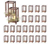 VEVOR Faroles de Madera para Bodas 24 Piezas, Farolillos para Velas 140 x 140 x 254,8 mm, Candelabros para Decoración Rústica de Mesa de Boda, Portavelas Ideal para Cenas, Navidad, San Valentín