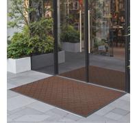 VEVOR Felpudo para Puerta de Entrada, para Interior y Exterior, Moderno y Elegante, con Reverso TPE, Resistente, Lavable, para Pasillo, Balcón y Garaje, Patrón Impreso, Marrón, 1194 x 889 x 7 mm