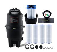 VEVOR Filtro de Piscina de Cartucho 40 m² Filtro de Piscina Enterrado Sistema de Filtración de Piscina sobre el Suelo con Filtro Mejorado a Prueba de Fugas para Jacuzzi, Spa, Piscina Inflable