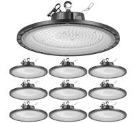 VEVOR Foco LED para Almacén y Garaje, 10 uds, 5000 K, 200 W, 30000 LM, Resistente al Agua IP65, Voltaje 100-277 V, para Fábricas y Graneros, Cobertura Amplia y Brillante, Color Negro, 360x360x90 mm