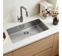 VEVOR Fregadero Bajo Encimera de 1 Seno, 850 x 450 x 190 mm, Fregadero de Cocina Empotrable de Acero Inoxidable, Esquinas Redondeadas, para Lavavajillas Domésticos, Cocinas Auxiliares, Lavaderos