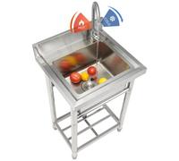 VEVOR Fregadero Cocina Fregadero Bajo Encimera utilitario de acero inoxidable, fregadero pequeño independiente de 1 compartimento que incluye grifo y patas, fregaderos comerciales de un solo tazón de