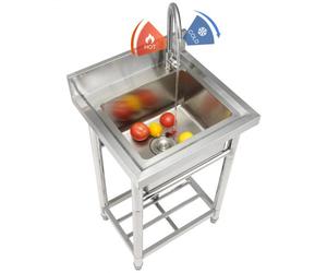 VEVOR Fregadero Cocina Fregadero Bajo Encimera utilitario de acero inoxidable, fregadero pequeño independiente de 1 compartimento que incluye grifo y patas, fregaderos comerciales de un solo tazón de