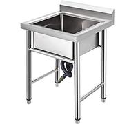 VEVOR - Fregadero de acero inoxidable para cocina, 1 bandeja para fregadero en patas de acero inoxidable antisalpicaduras, lavabo de acero inoxidable profesional para hacer la inmersión, cocina de