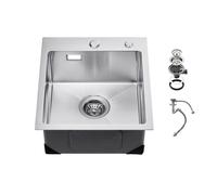 VEVOR Fregadero de Cocina de Acero Inoxidable 304 con Montaje Superior, Lavabo de Granja de Un Solo Tazón con Accesorios, para RV, Cocina de Preparación, Lavadero, Bar, 400 x 450 x 190 mm, Plata