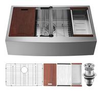 VEVOR Fregadero de Cocina Estilo Campestre Fregadero de Un Seno de Acero Inoxidable 304 con Tabla de Cortar Filtro de Escurridor Drenaje Rápido para Preparación de Cocina Casera 76 x 56 x 23 cm