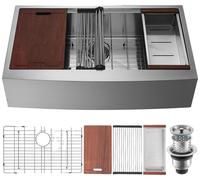 VEVOR, Fregadero de cocina estilo rústico, lavabo empotrado de acero inoxidable 304, fregadero de cocina integrado con tabla de cortar, escurridor y colador, lavabo de un solo bol para el hogar, dimen