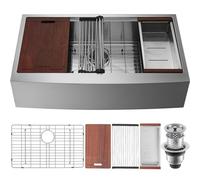 VEVOR Fregadero de Cocina Fregadero de Acero Inoxidable 304 Bajo Encimera de un Solo Seno con Tabla de Cortar Filtro Escurridor Drenaje Rápido para Preparación de Cocina Casera, 91 x 56 x 23 cm