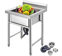 VEVOR - Fregadero industrial de acero inoxidable, 60x60 cm, para lavavajillas, fregadero, lavabo