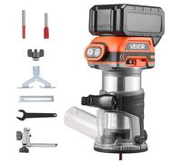 VEVOR, fresadora de bordes inalámbrica, motor sin escobillas, fresadora compacta con velocidad variable y base fija, portabrocas de 6,35 mm, fresadora de una mano para el trabajo de la madera, 18V, Li