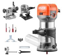 VEVOR, fresadora de sobremesa, 710 W, fresadora manual con velocidad variable y arranque suave, fresadora de bordes con base fija, de inmersión y ajustable, guía paralela, ideal para el trabajo de la