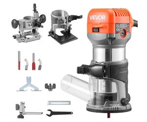 VEVOR, fresadora de sobremesa, 710 W, fresadora manual con velocidad variable y arranque suave, fresadora de bordes con base fija, de inmersión y ajustable, guía paralela, ideal para el trabajo de la