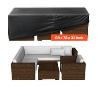 VEVOR Funda para Muebles de Patio, 420D, Resistente, Impermeable, para Mesa de Comedor y Sillas de Exterior, Rectangular, Grande, con Ventilación para Todo Tipo de Clima, 249 x 198 x 81 cm, Negro