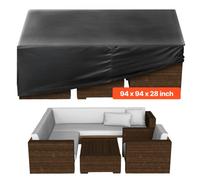 VEVOR Funda para Muebles de Patio, 420D, Resistente, Impermeable, para Mesa de Comedor y Sillas de Exterior, Grande, Cuadrada, con Ventilación para Todo Tipo de Clima, 239 x 239 x 71 cm, Negro