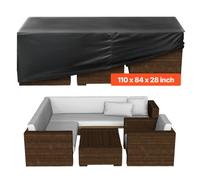 VEVOR Funda para Muebles de Patio, 420D, Resistente, Impermeable, para Mesa de Comedor y Sillas de Exterior, Rectangular, Grande, con Ventilación para Todo Tipo de Clima, 279 x 213 x 71 cm, Negro