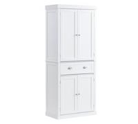 VEVOR Gabinete de Almacenamiento de Despensa de Cocina de 76,2 x 40,6 x 183 mm, Gabinetes Independientes con Puertas, Cajones y 3 Estantes Ajustables, Despensas Altas para Cocina, Comedor, Blanco