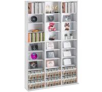 VEVOR Gabinete de almacenamiento multimedia, estante para DVD de 9 capas con capacidad para 756 CD, estantes para CD ajustables con 27 compartimentos, protege y organiza colecciones de música, películ