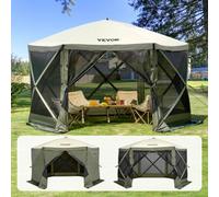 VEVOR Gazebo Emergente 3,66 x 3,66 m Tienda Mosquitera Emergente Poligonal de 6 Lados Refugio Solar de Ajuste Rápido con 6 Parasoles Removibles a Prueba de Viento Ventanas de Malla, Verde