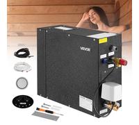 VEVOR Generador de Vapor 7,5 kW para Sauna, Ducha, Baño, Spa, con Controlador, Kit de Drenaje Automático, Protección contra Sobrecalentamiento, Funcionamiento en Seco, 485 x 185 x 380 mm, Negro