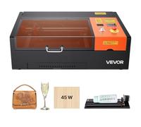 VEVOR Grabadora Láser CO2 45 W 300 x 200 mm, Máquina de Grabado Láser Precisión de 0,1 mm Velocidad 300 mm/s, Compatible con LightBurn GRBL CorelDraw AutoCAD, para Bricolaje en Madera Acrílico Vidrio