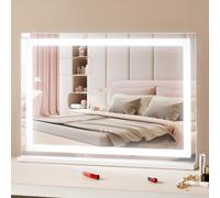 VEVOR Gran Espejo de Maquillaje Iluminado con Tres Modos de Iluminación de Color, LED Luces, Aumento de 5X, Puerto USB, Control Táctil Inteligente, Montaje en Pared de Escritorio, 800 x 120 x 572 mm