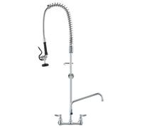 VEVOR Grifo Comercial con Rociador de Preenjuague, 119,38 cm de Altura, 20,32 cm de Centro, Caño Oscilante, Grifo para Fregadero de Cocina de Montaje en Pared, Dispositivo Construido en Latón