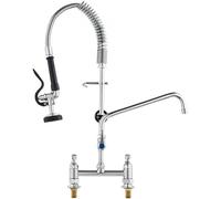 VEVOR Grifo Comercial con Rociador de Preenjuague, 66,04 cm de Altura, 20.32 cm de Centro, Caño Oscilante, Grifo para Fregadero de Cocina para Montaje en Cubierta, Dispositivo Construido en Latón