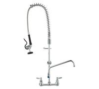 VEVOR Grifo Comercial con Rociador de Preenjuague, 91,44 cm de Altura, 20,32 cm de Centro, Caño Oscilante, Grifo para Fregadero de Cocina de Montaje en Pared, Dispositivo Construido en Latón