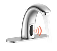 VEVOR Grifo de Lavabo Automático sin Contacto, con Sensor, Níquel Cepillado, Cuello de Cisne, Manos Libres, Grifo a Pilas con Temperatura Fría/Caliente Ajustable, 160 x 45 x 125 mm, 7,6 L/min